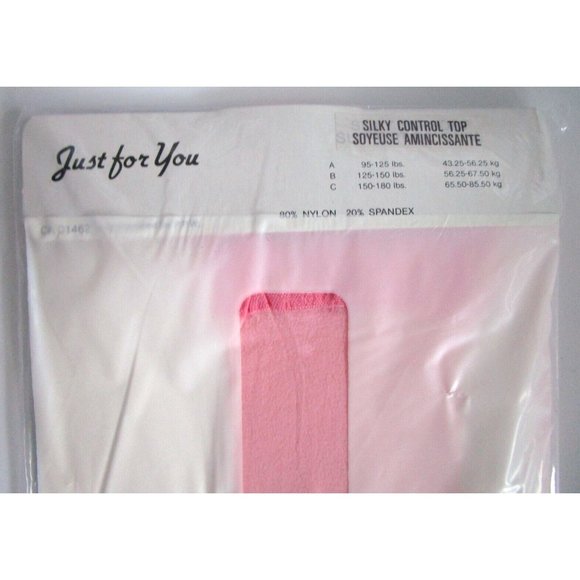 Vintage Just For You Silky Control Top "Pastel Pink" Pantyhose - P 9960 Size A - Picture 3 of 5